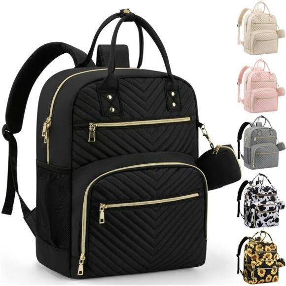 Diaper Bag Backpack Large Capacity Baby Travel Bag with Pacifier Holder Black - Picture 1 of 8